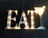 Industrial lighting Eat martini glass sign