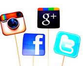 Photo Booth Props -Social Media Photo Props - Instagram, Facebook, Twitter App Icons - Photobooth Props