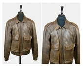 Vintage Leather A-2 Style Bomber Jacket - Size Medium/Large