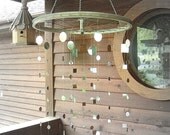 Recycled Bicycle Wheel with Mirror Garland