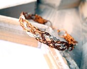 Celtic Braided Bracelet - Copper and Silver Wire wrapping - Pagan Woodland Bracelet - Orange and Silver - Cuff Tribal Bracelet