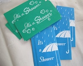 Retro Shower Invitations (set of 16) / Blue and Green vintage shower invitations Unused / Gage Stuart Hall