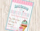 Ice Cream Invitation, DIY VERSION Personalized Ice Cream Shop Invitations, Ice Cream Shop invite