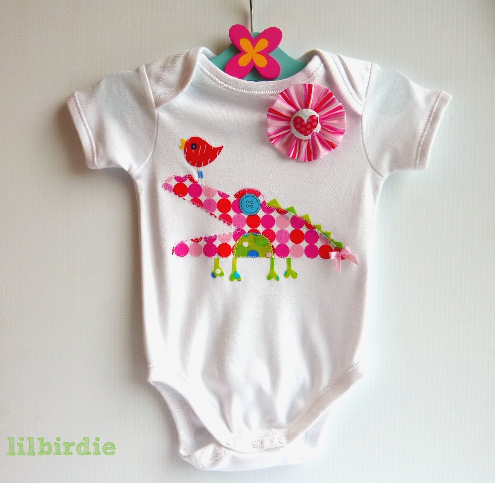 Rockin Croc Baby Onesie Baby Bodysuit Girls Crocodile Design