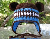 PDF Instant Download - Crochet Pattern 053 - Hat with Bear Ears - from 0-6 months to 4-10 years (will make to order)