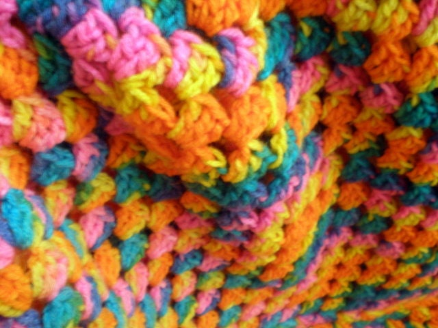 Vintage crochet afghan / handmade throw / lap blanket / Kawaii / bright COLORFUL and cheery / childs room