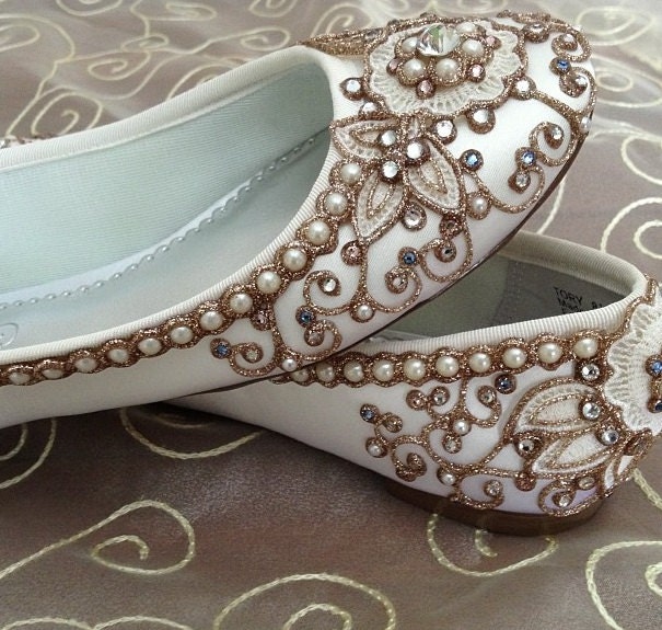 Cherry Blossom Bridal Ballet Flats Wedding Shoes - Any Size - Pick your own shoe color and crystal color
