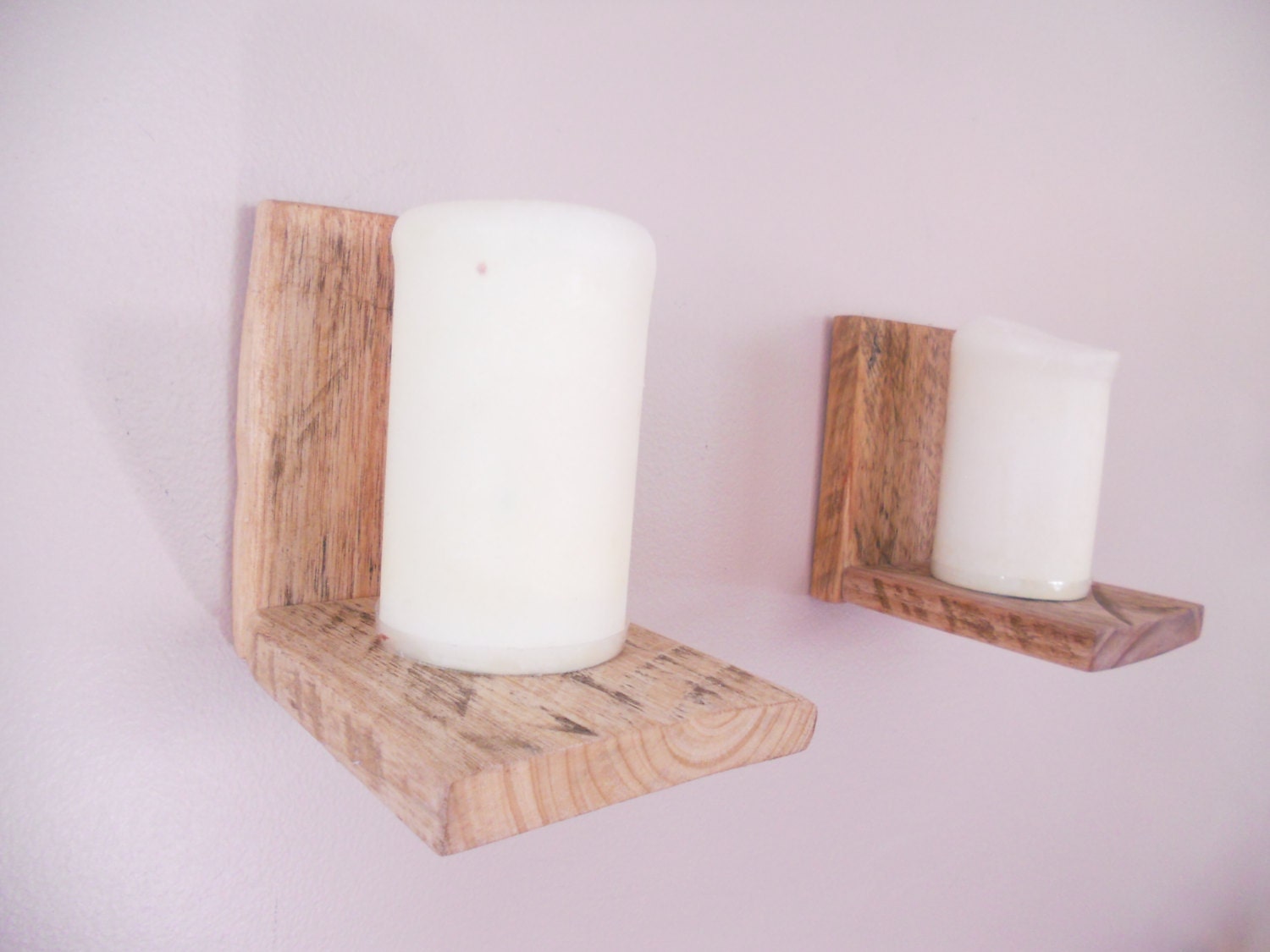 Pair Handmade Small Rustic Floating Wall Shelves Reclaimed Pallet Wood Natural Non Toxic Finish Primitive