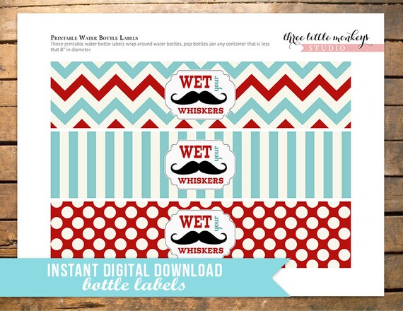 INSTANT DOWNLOAD Little Man Mustache Bottle Labels Il_570xn