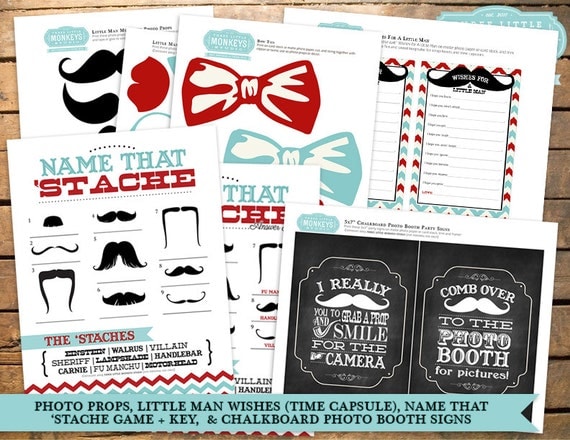 Vintage Little Man Mustache Birthday Party Pack Only - No invitation Il_570xn