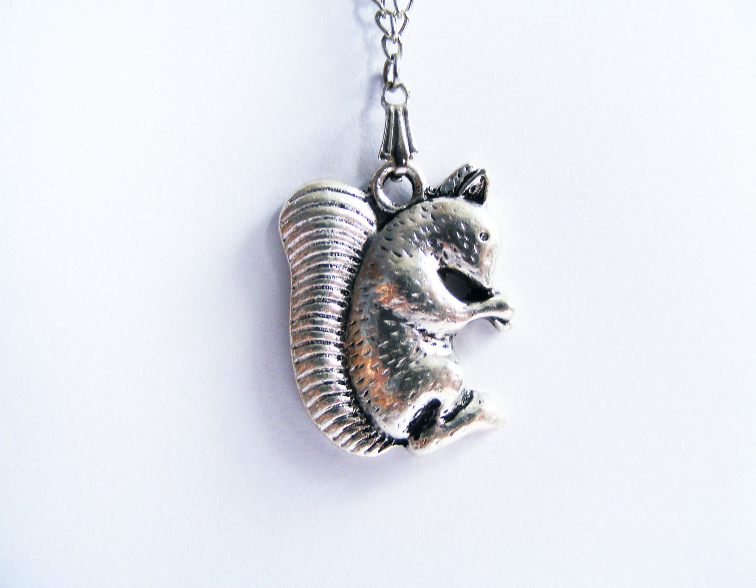 Squirrel Charm Necklace - Silver color Necklace - Animal Charm Jewelry - Dainty Necklace - Simple Necklace