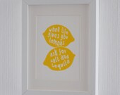 Kitchen Art Print Lemon Screen Print "When life gives you lemons, ask for salt and tequila", 18x24 cm, fits IKEA RIBBA frame 8x10
