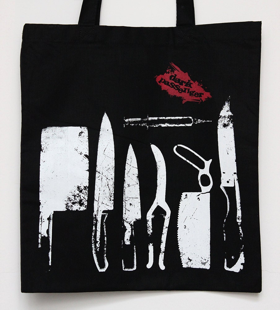 Dexter inspired Dark Passenger Tote Bag Screenprint Cotton, with long handles
