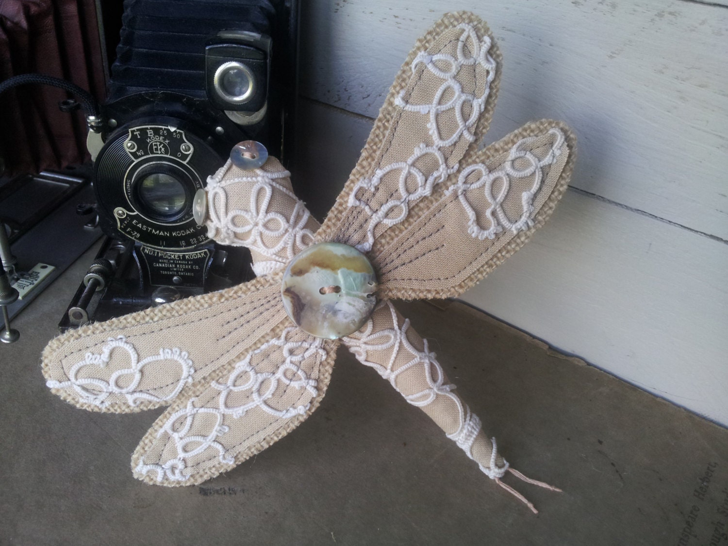 Vintage lace Dragonfly. OOAK.