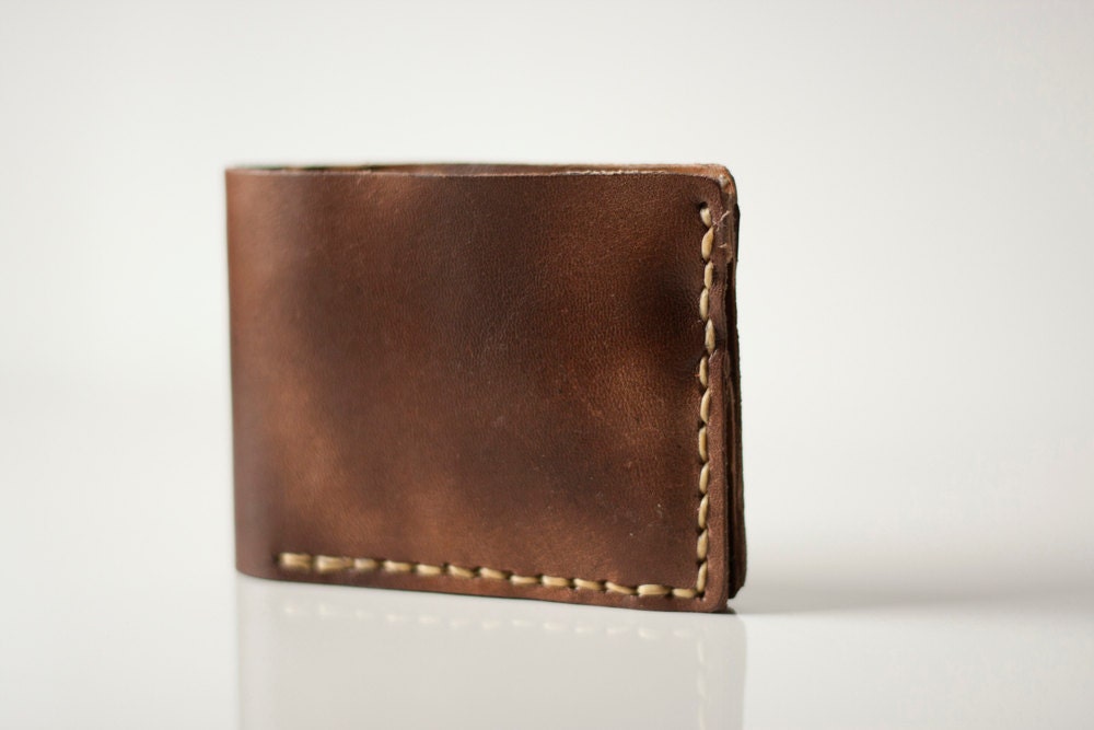 Handmade Ombre Chocolate Kangaroo Leather Hand Stitched Billfold Wallet
