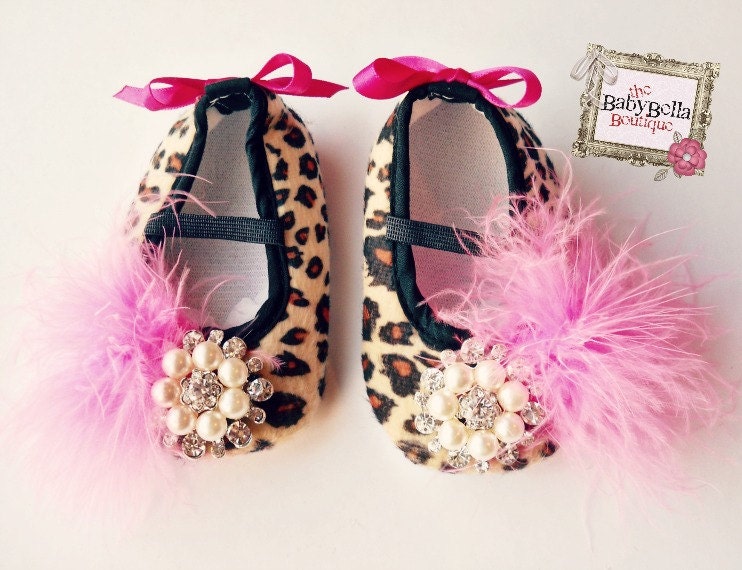 Glamour baby girl shoes,Booties -Baby Crib Shoes - Leopard Baby shoes.THE ORIGINALS.