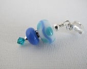 White, Periwinkle and Blue Dot Scissor Fob