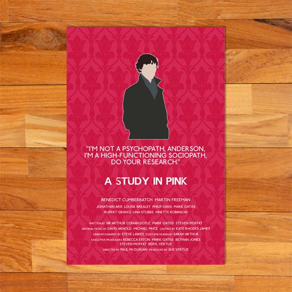A Study In Pink alternative television poster - 12" x 18" Sherlock edition (Made to order)