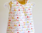 Baby Pinafore Dress Jumper Dress - 'The Sweetest Things' and Yellow Polka Lining - A Spring Gift Idea from CWTCH BUGS - UK Seller