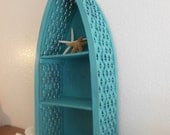 Boat Display Shelf Aqua Turquoise Blue Furniture 3 Tier Rustic Shabby Chic Distressed Beach Cottage Home Decor
