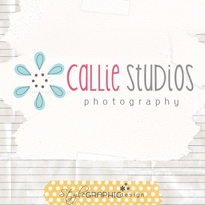 Hand drawn flower premade business logo modern branding boutique logo photography logo watermark