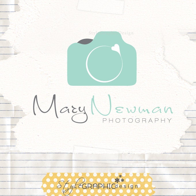 Heart photographer logo professional photography branding and watermark sweet ooak logo design