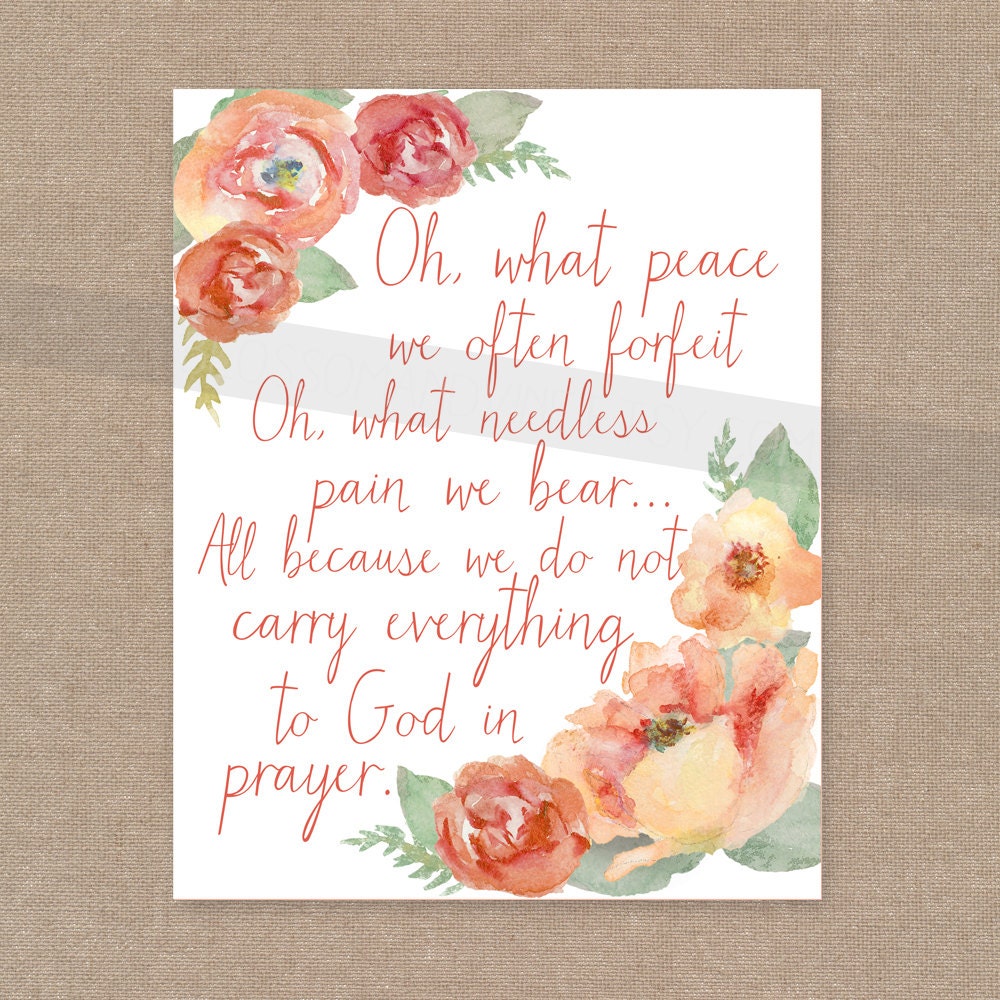 Peace through Prayer print 8x10 wall art decor