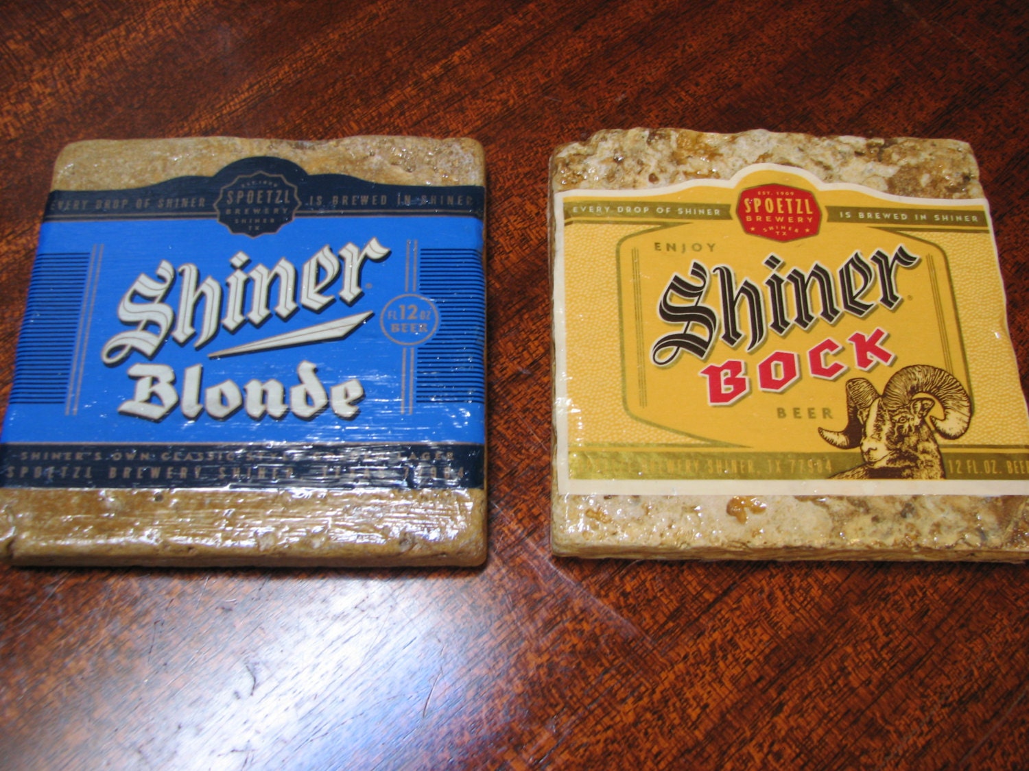 Shiner Bock and Blonde Natural Stone Coasters