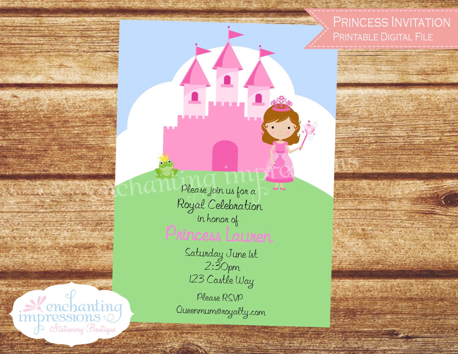 Princess Birthday Invitation - Printable - Digital File Only