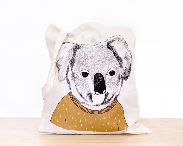 Koala - screen printed canvas Tote bag