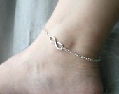 Infinity anklet.  Silver chain Tibetan victorian key. Ready to ship Infinity symbol. Choose color