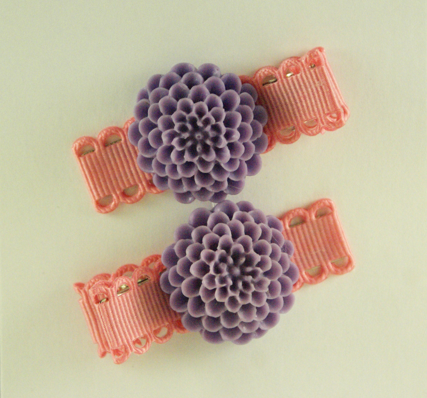 Pink and lilac hair clip - Lilac flower clip - Sale