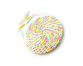 OOAK Pink mint and yellow spiral satin cord necklace, pastel colors, swirl, candy, summer trends, gift for her