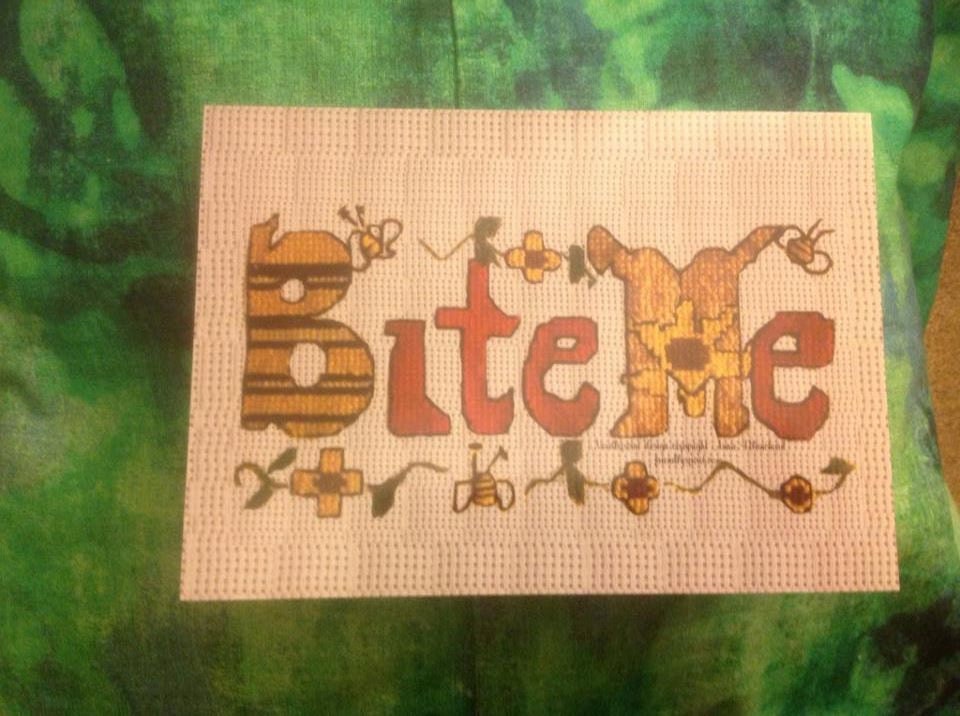 Bite Me Cross Stitch  - Blank Greeting Card - Customized for You