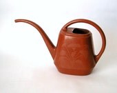 Vintage Small Plastic Watering Can / Pitcher - Collectible by Phillips 66 GARDEN SCENE - Color Terracotta