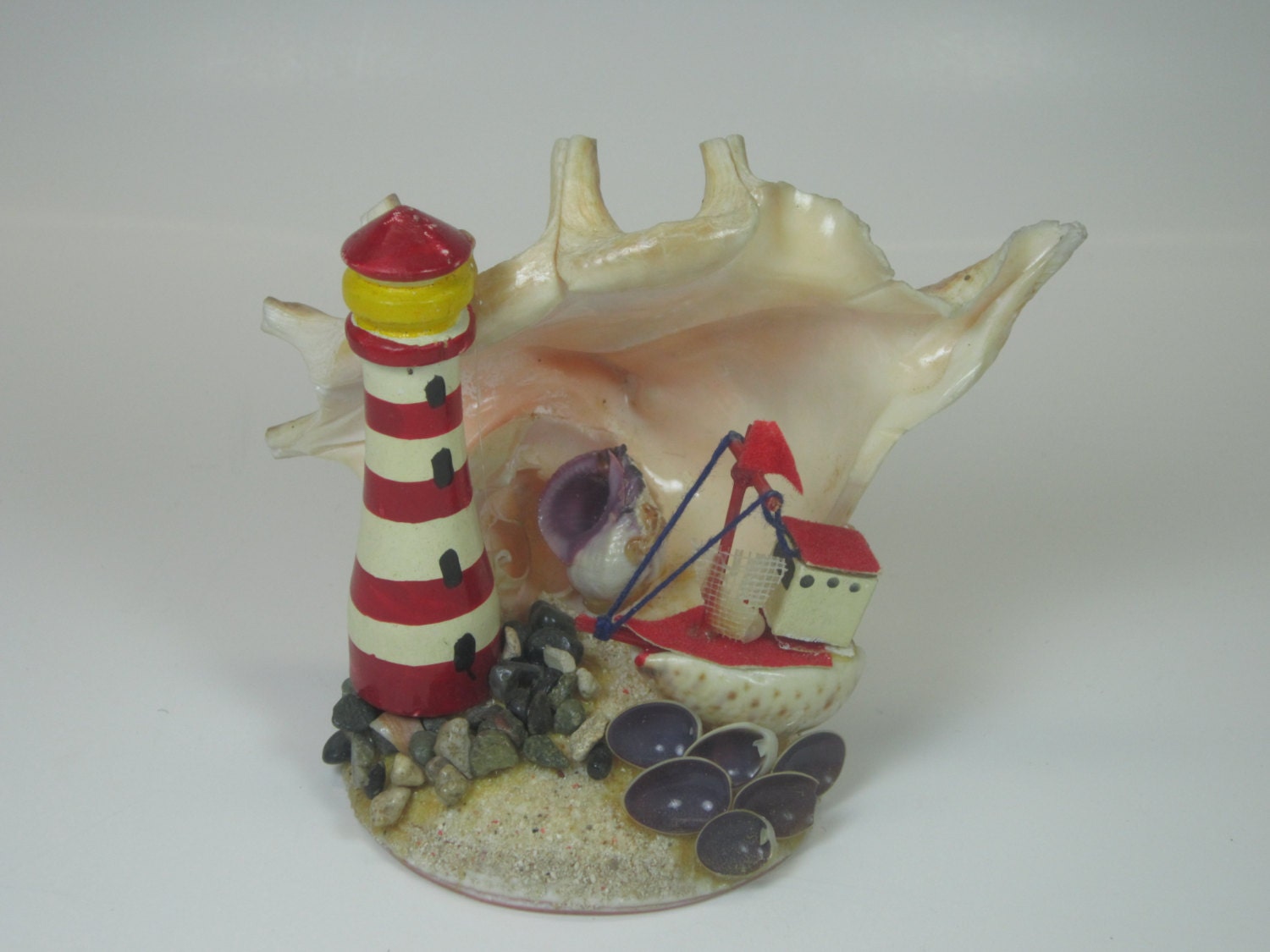 Vintage Barnegat Light House Shell Art Souvenir - PriorMemories