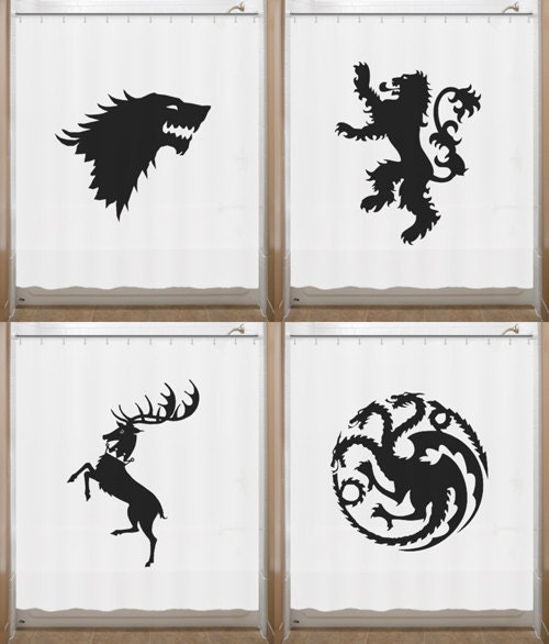 Game of Thrones Shower Curtain House Sigil Stark Lannister Targaryen Baratheon bathroom decor bath