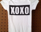 One of a Kind Painted Onesie with XOXO - Size 9 months - Ready to Ship