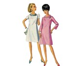 Vintage 60s Sewing Pattern Women's Dress Sewing Pattern Rolled Collar Size 14 1/2 Bust 35 Simplicity 7355 UNCUT FACTORY FOLDED
