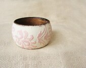 Rustic wooden bracelet  must have gift for her pastel pink and ivory white