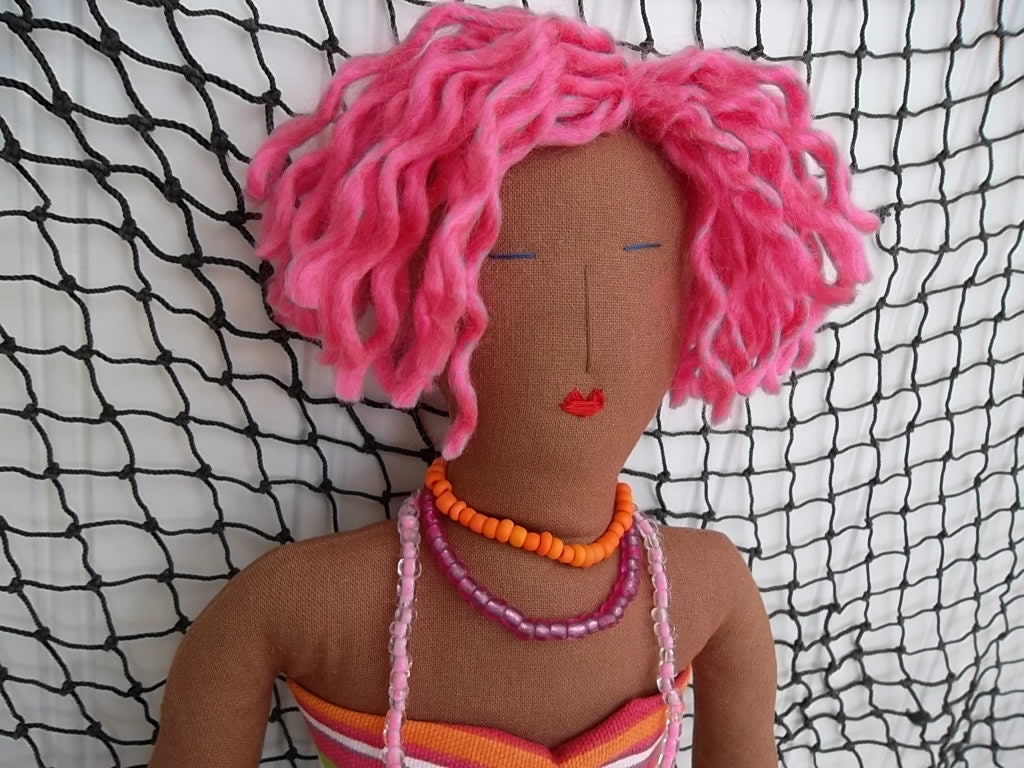 Mermaid Doll - Pink Mermaid - Ethnic Doll - Candy Colors - Citrus Colors