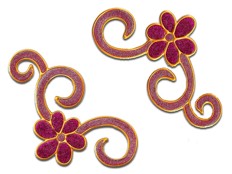 Flower corners -  Window / mirror frame - handmade sticker / decals - home decor - stained glass clings - window decoration - suncatcher
