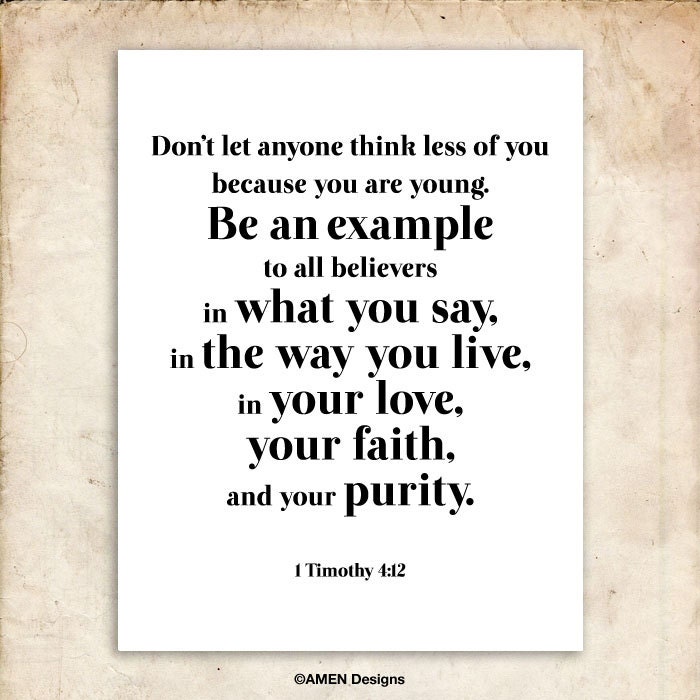1 Timothy 4:12. DIY. PDF. 8x10 Printable Scripture Poster. Bible Verse.