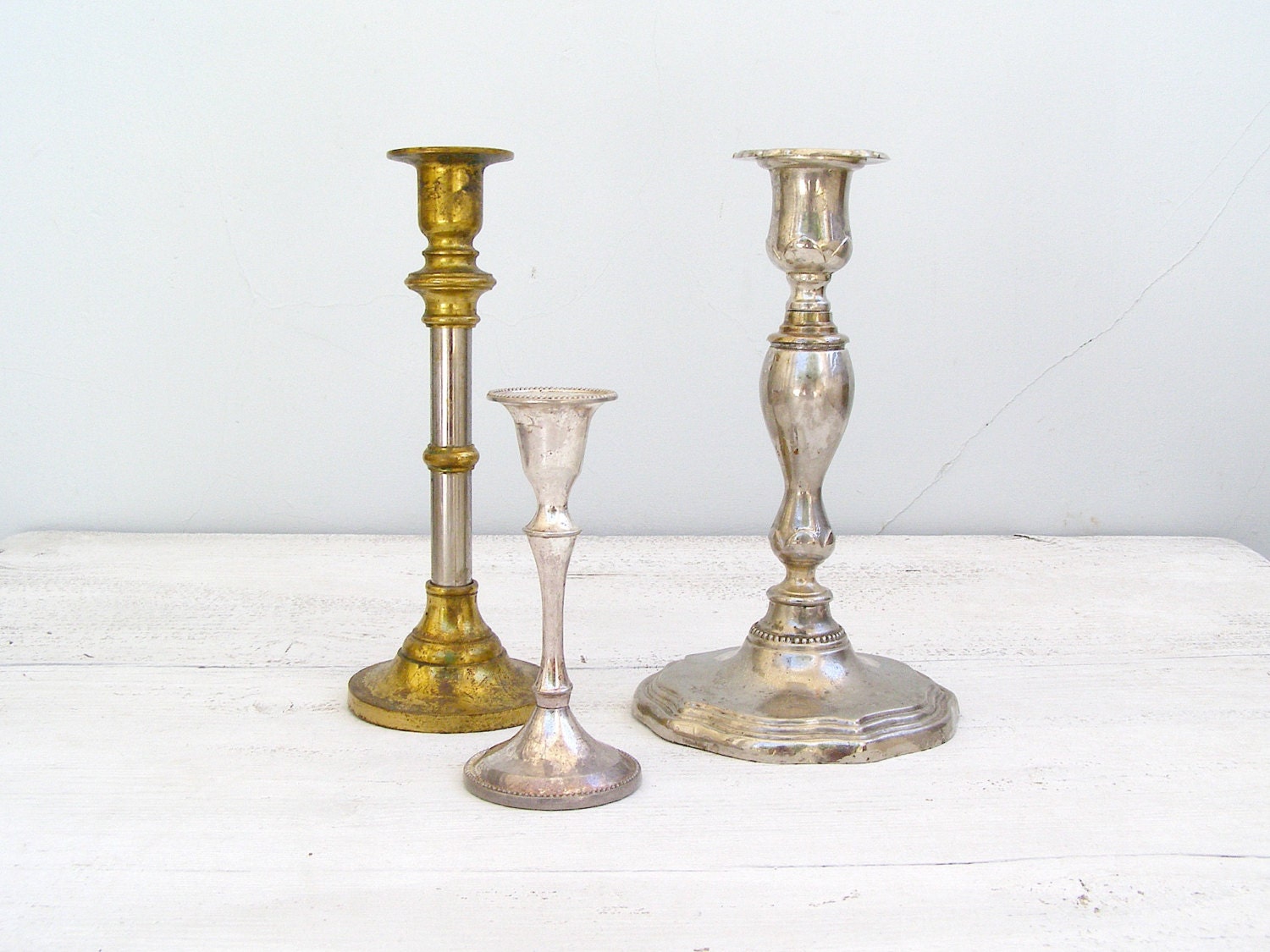 Vintage Candle Holders, Lot of 3, Mid century modern Table Decoration, Table centerpiece, Party decor, Art deco, Art Nouveau