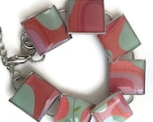 Resin Jewelry, Recycled jewelry, Target Jewelry, Custom Bracelets, Silver Bracelets (pink waves)
