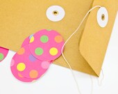 Rainbow Pink Polka Dot Gift Wrap Stickers Wedding Envelope Seals