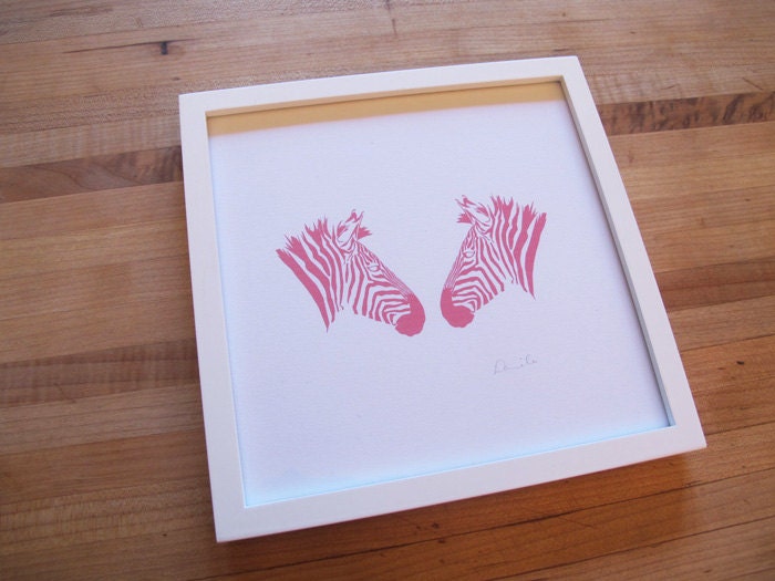 Pink Zebra print - 8" x 8"