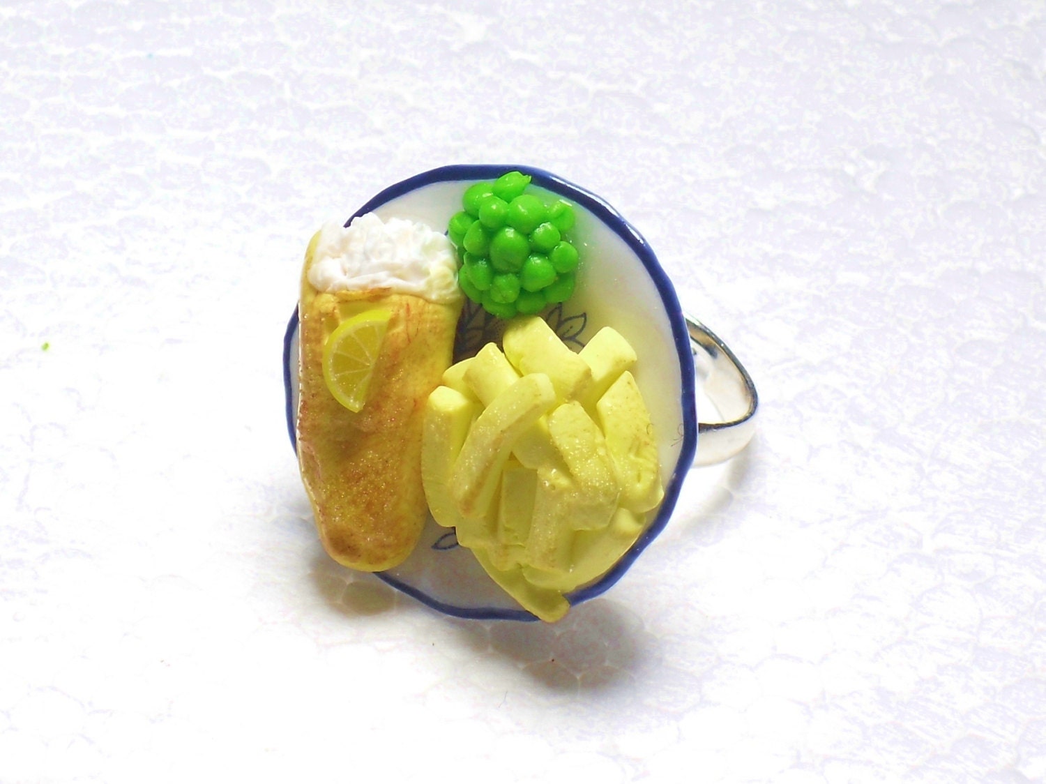 Fish And Chips Ring. Polymer Clay.