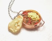 Curry and Rice Pendant. Polymer Clay.