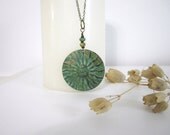 Sun Necklace - with Czech Glass Beads - Verdigris Patina